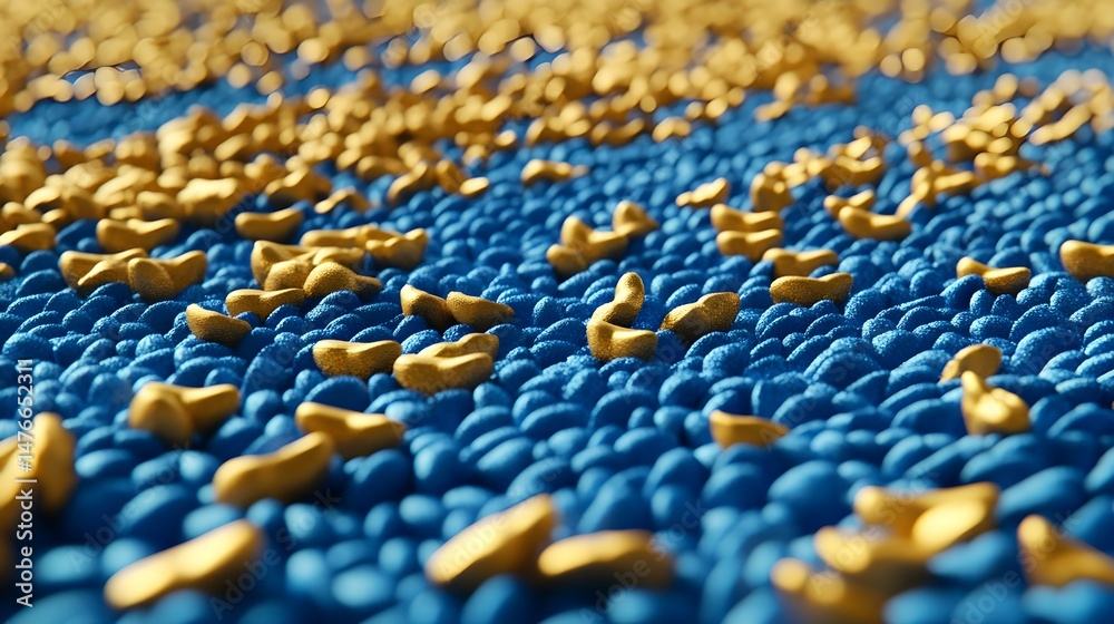 Obraz premium Blue Background with Gold Bokeh Lights for Vibrant Visual Appeal