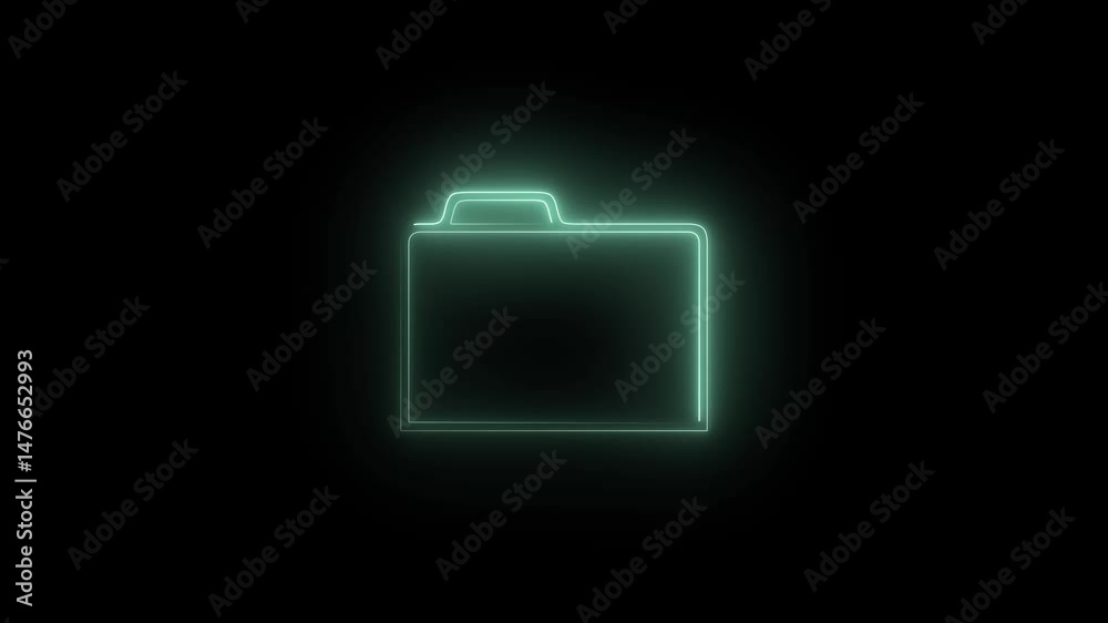 Computer folder with colorful paper files, documents. Business, file management concept. Open file folders icon on black background.