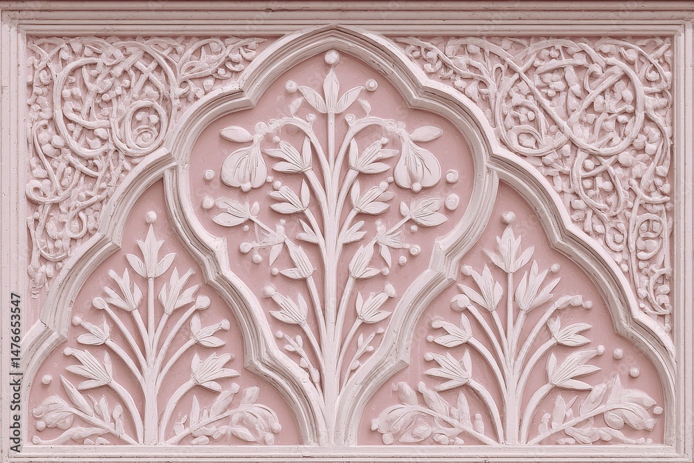 Obraz premium Ornate, decorative wall panel with delicate floral motifs.