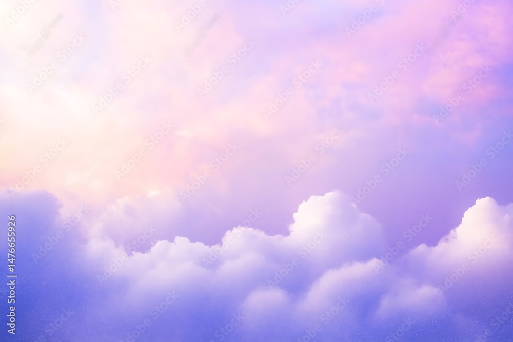 Obraz premium Blue purple pink lilac lavender white background. The sky above fluffy clouds. Air sea water. Pastel soft pale delicate delicate light color. Gradient. Evening sunset. Abstract. For design.