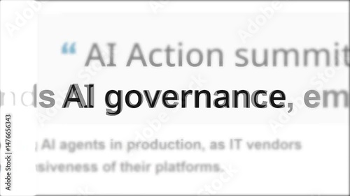 Ai governance in headlines. Concerns about misuse and control of artificial intelligence. Close-up on the pages of publications. Breaking news