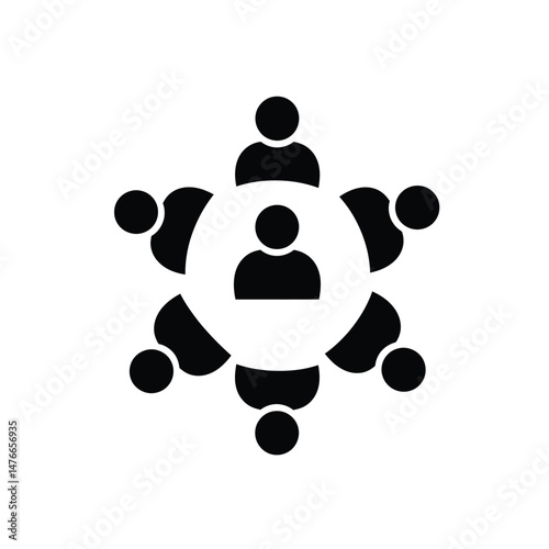 Black and white circular teamwork symbol illustrating collaboration and group dynamics