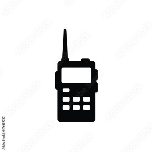Black silhouette illustration of a portable two way radio communication device