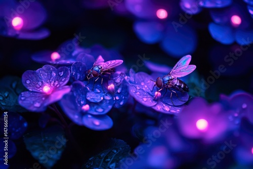 Glow-in-the-dark flowers and insects
