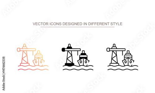 Sea Port icon design with white background stock illustration