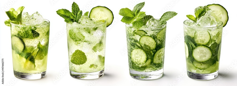 Obraz premium Refreshing Cucumber Mint Cocktails