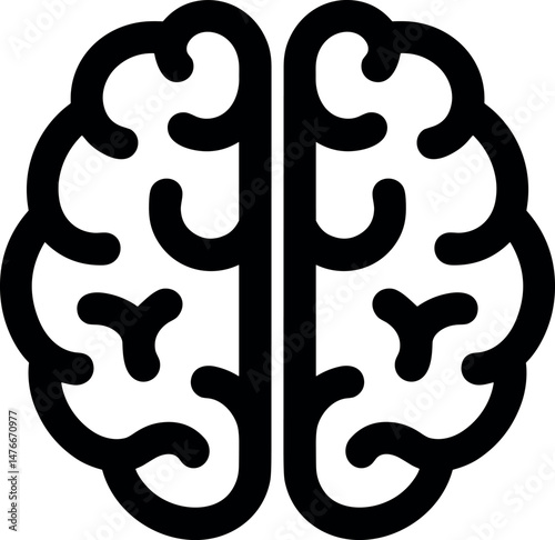 Brain Icon vector black silhouette print design