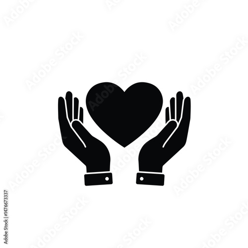 Hands holding a heart shape icon illustrating concepts of love charity and support