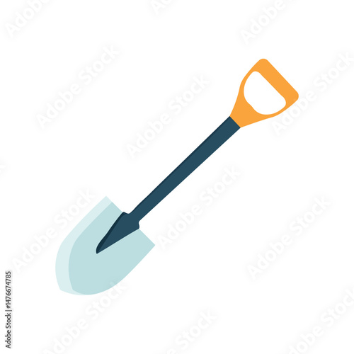 Shovel, farming flat vector illustration. Gardening shovel isolated on white background.  