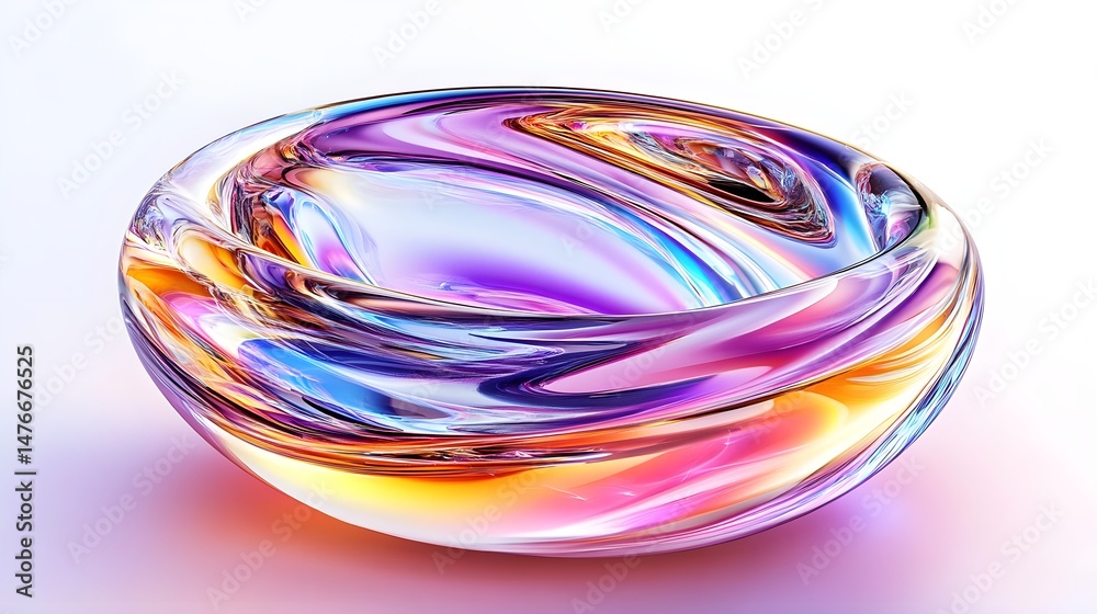 Futuristic Glass Bowl with Neon Glow and Curved Design Elements Futuristic Glass Bowl with Neon Glow and Curved Design Elements