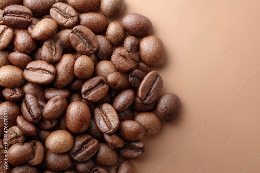 Naklejka premium Roasted Coffee Beans: A Rich, Aromatic Still Life
