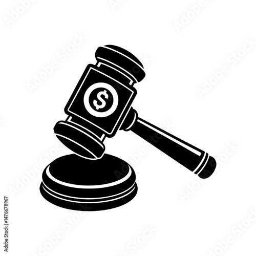 gavel and dollar vector art icon