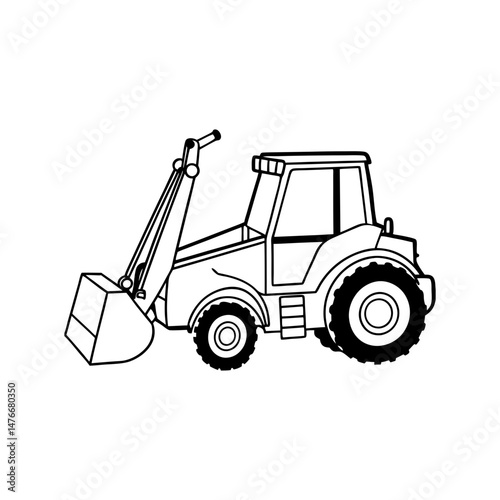 bulldozer vector line art icon illustration