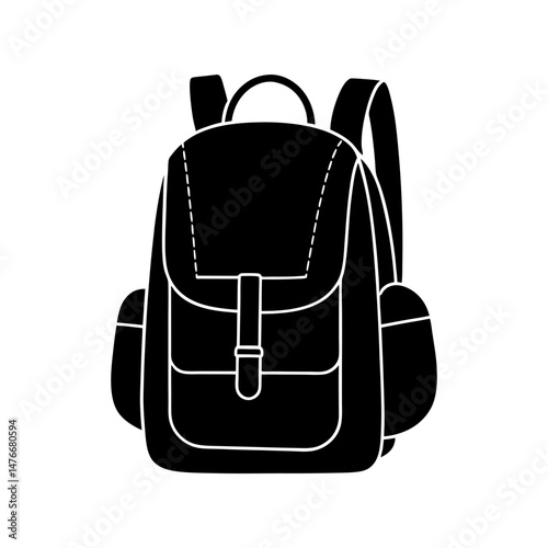 School bag icon vector art silhouette