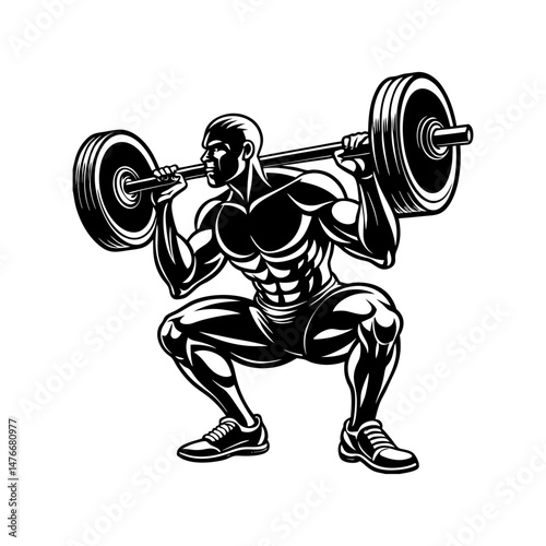 3d man lifting dumbbell vector art illustration