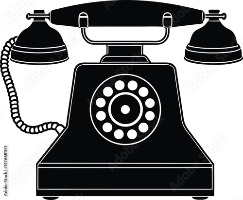 retro telephone isolated silhouette