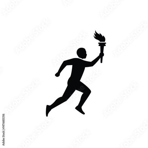 Silhouette of a runner holding a torch symbolizing achievement and competition victory