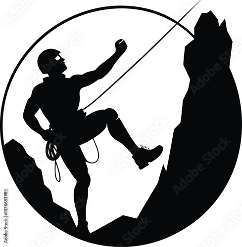rappelling man vector silhouette