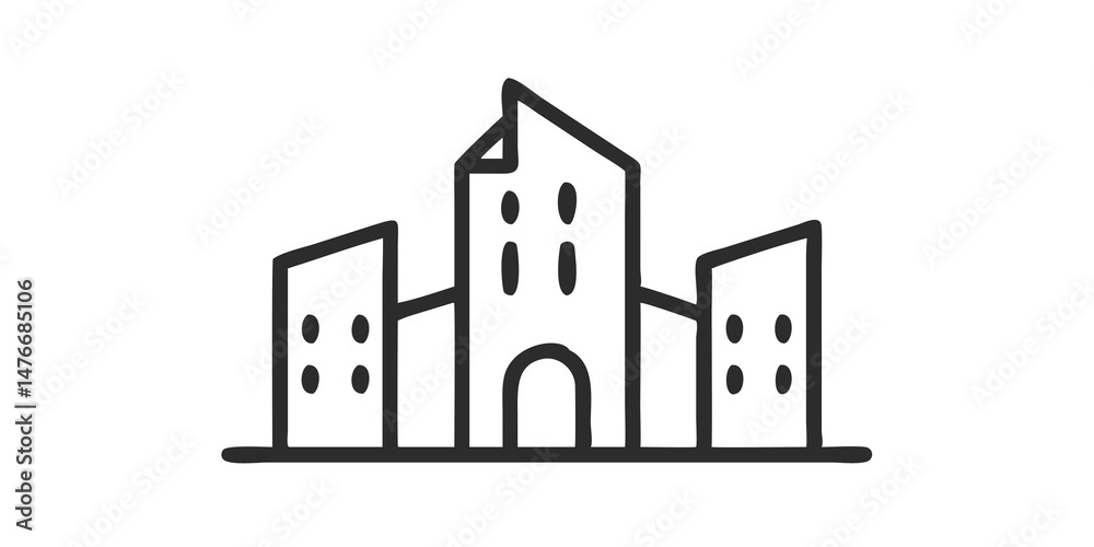 Fototapeta premium Modern City Building Logo Design, Urban Architecture Inspiration, Sleek Skyscraper Symbol