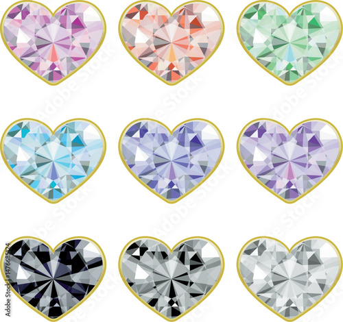 Sparkling Luxury Jewelry Set Decoration Material Heart and Pastel / キラキラ輝くラグジュアリーな宝石セット 装飾 素材 ハート パステル