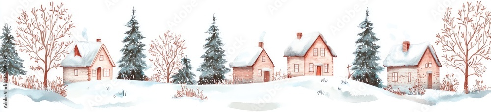 Naklejka premium Winter Village Scene