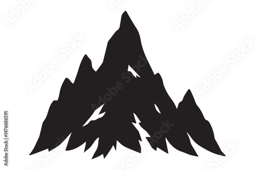 Large black mountain shape in silhouette for travel-themed products