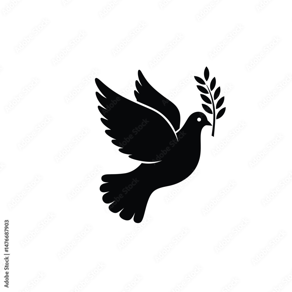Obraz premium Vector illustration of a dove carrying an olive branch symbolizing peace and hope