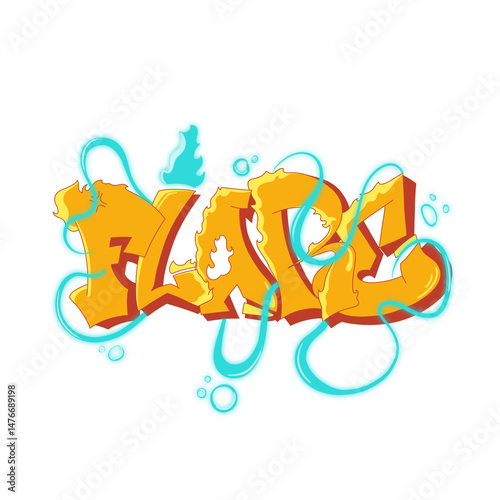 Graffiti Street Art with Flame Design