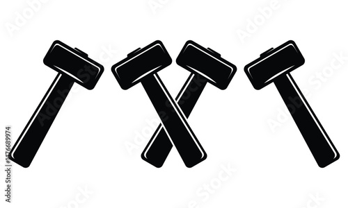 Vintage hammer, monochrome icon, blacksmith tools. isolated on white background Vector illustration