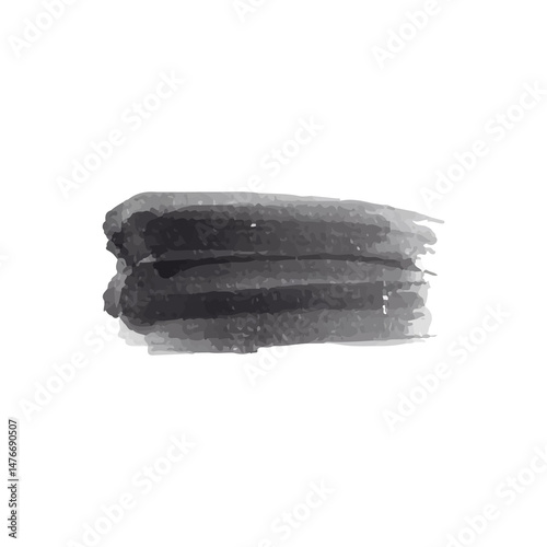 Black Ink Brush Stroke – Isolated on White Background. A bold black brush stroke with rough texture, isolated on a white background.