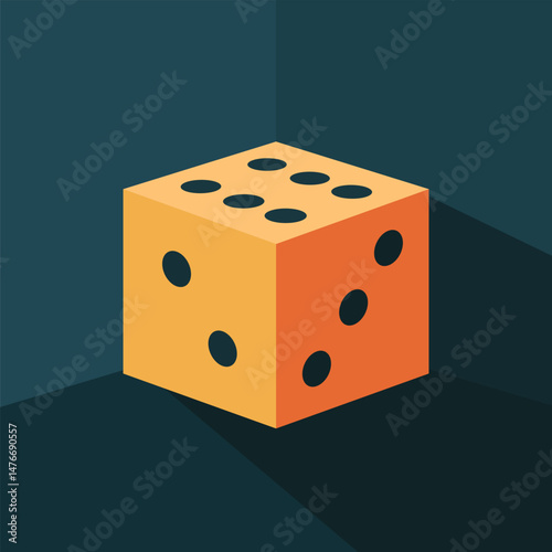 flat design dice. simple dice design. dice at the corner of the room. dice logo
