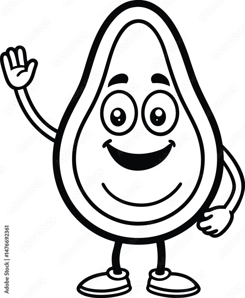 Obraz premium mascot avocado design waving hand vector 