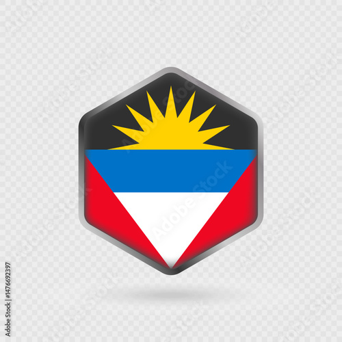 Free Download Antigua and Barbuda flag icon in hexagon shape. - GFXLoad