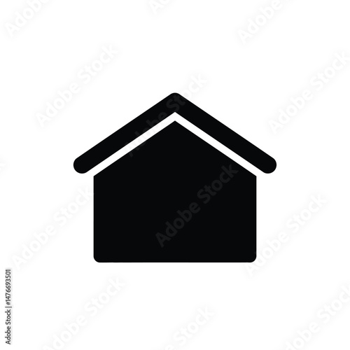 Simple black and white house icon symbolizing home, real estate, and housing concepts
