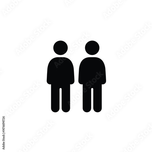 Simple vector illustration of two black silhouetted human figures standing side by side together