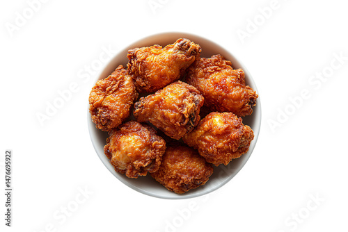 Obraz na płótnie Spicy glazed chicken wings piled in bowl, glistening surface promises fiery heat and bold flavor, isolated on a transparent background w salonie