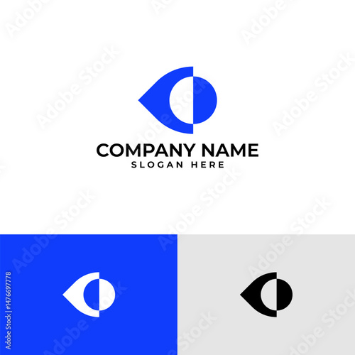 abstract eye or vision logo. eye shape formed by a sharp, triangular on the left and a semi-circle on the right, divided by a vertical line. Represents focus, insight, or a forward-looking perspective