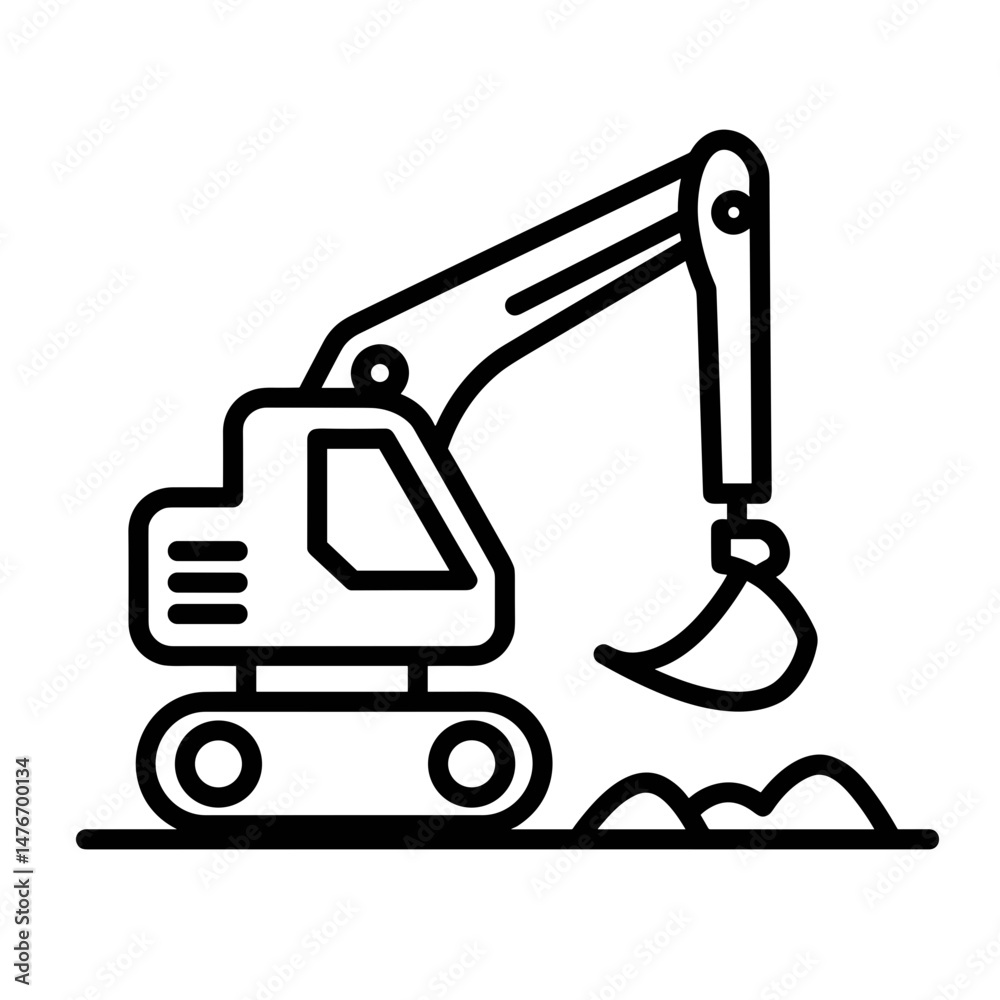 Naklejka premium Excavator digging on construction site for oil pipeline excavation 