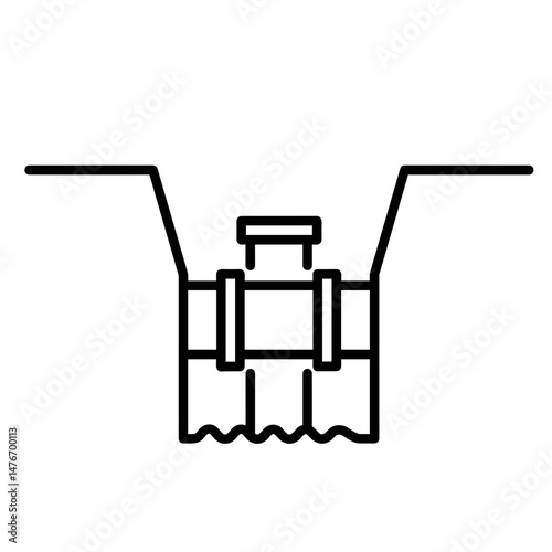 Oil pipeline excavation in flat design with minimalistic style  
