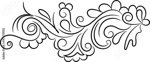 Elegant Black and White Floral Design Element for Invitations and Decorations