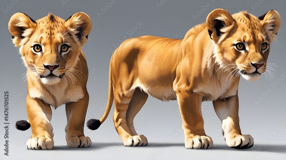 Obraz premium two lion cubs playing