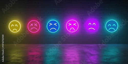 3D render of neon emotion chart from best to worst