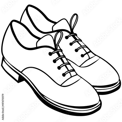Black Jazz Shoes Silhouette Vector on White Background