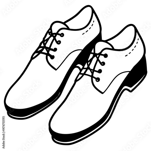 Black Jazz Shoes Silhouette Vector on White Background