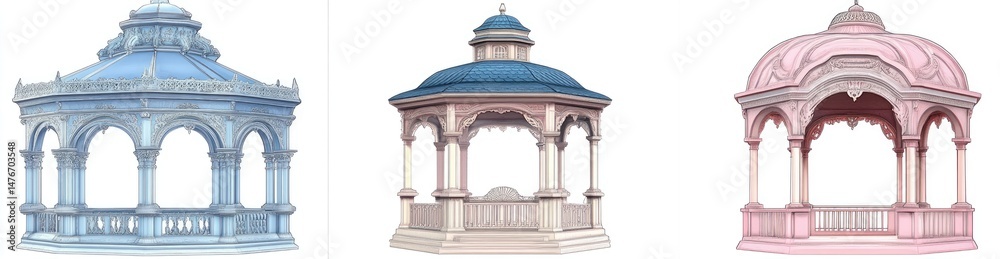Fototapeta premium Decorative Gazebos in Pastel Hues