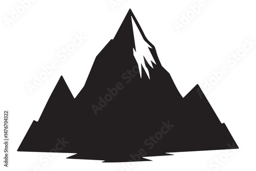 Black silhouette of a mountain with a majestic and natural shape