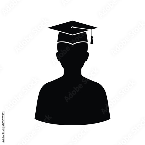 Silhouette of a person wearing graduation cap representing education achievement and success