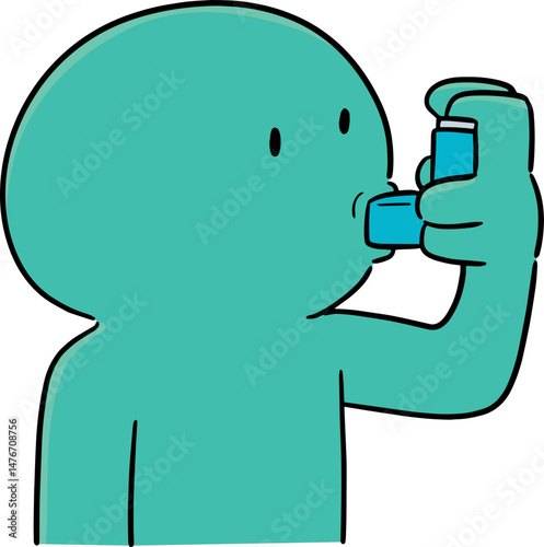 Illustration of man use inhalation medicine
