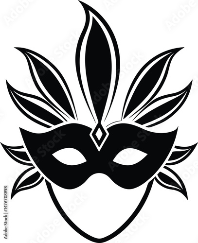 carnival mask with colorful feathers isolated silh, carnival mask with colorful feathers isolated silhouette
