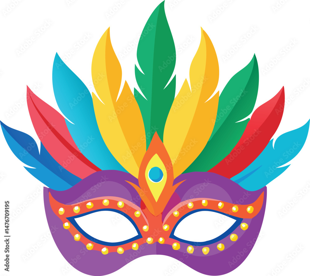 carnival mask with colorful feathers isolated silh, carnival mask with colorful feathers isolated silhouette